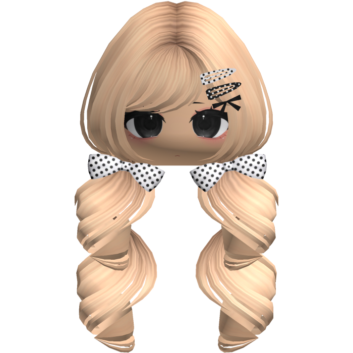 Polka Dots Pigtails Hair In Blonde Wth Face