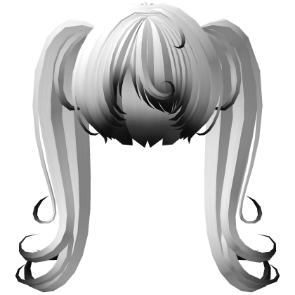 curly long overgrown pigtails in white black Roblox item