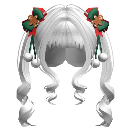 Christmas Bow White Y2K Pigtails Roblox item