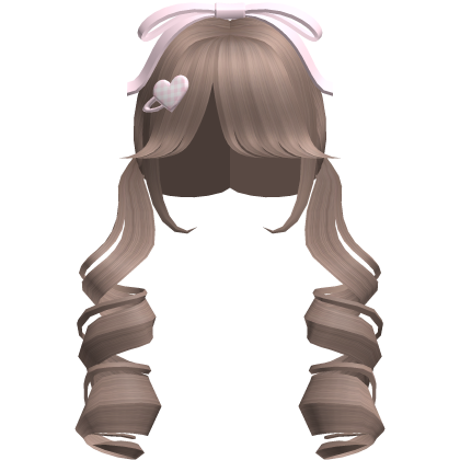 🤍 cute n curly long valentine pigtails milktea Roblox item