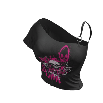 ʚ♡ɞY2K Emo / Goth / Punk Asym Off-shoulder Top
