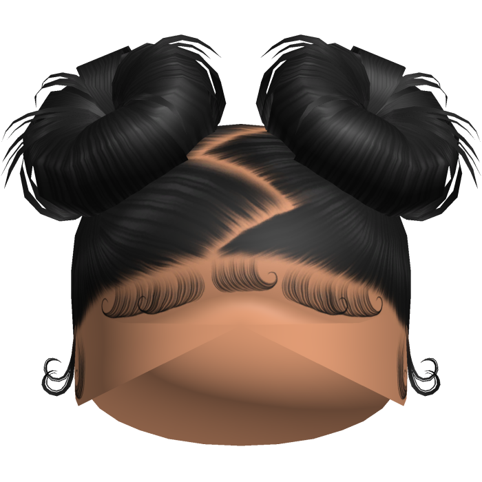 Doll Zig-Zag Part Double Buns (Black)