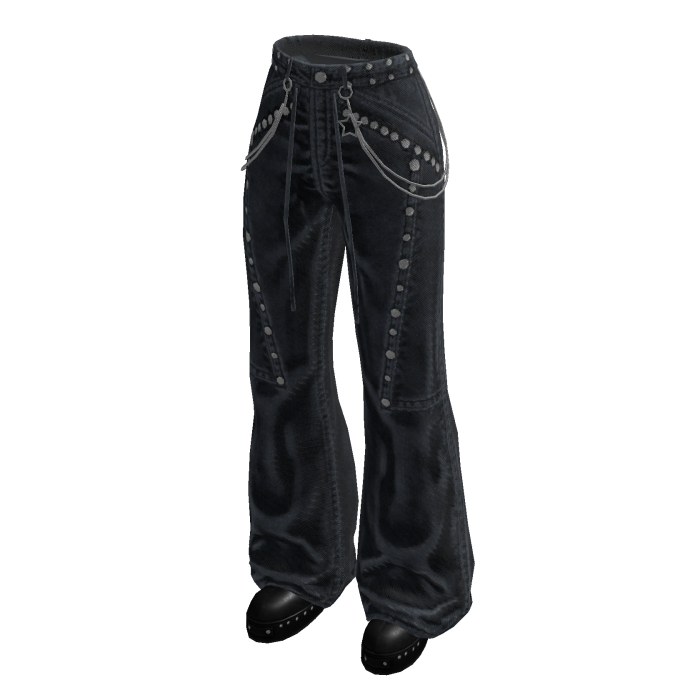Baggy Pants with Curved Seams (Navy)