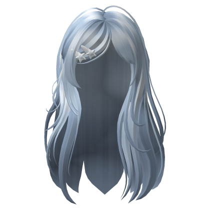 🍀Y2K Long Hair w White Star Clips (Blue) - Roblox