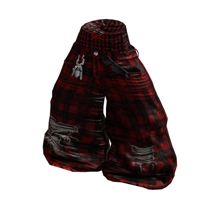 Y2K Halloween Saggy Boxer Jeans (Plaid)