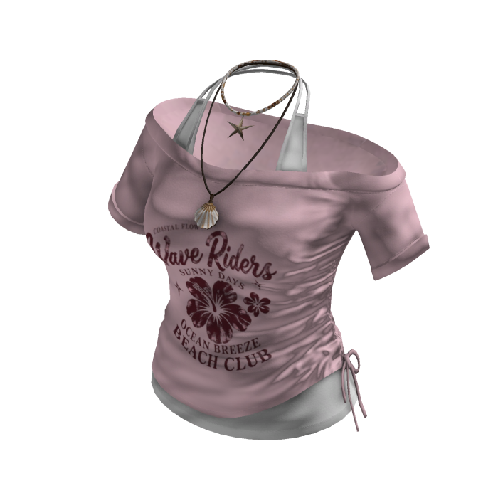 Off Shoulder Graphic Top (Pink)