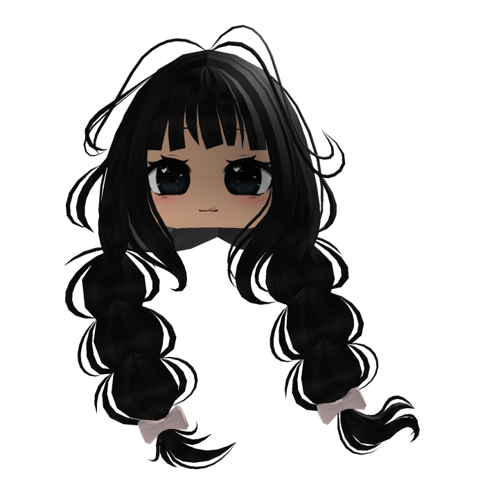 Cute Black Braids Hair Kawaii W/ Cute Face
