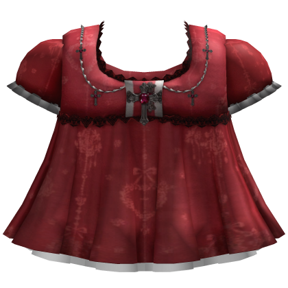 Red Goth Babydoll Dress with Jesus Cross Details
