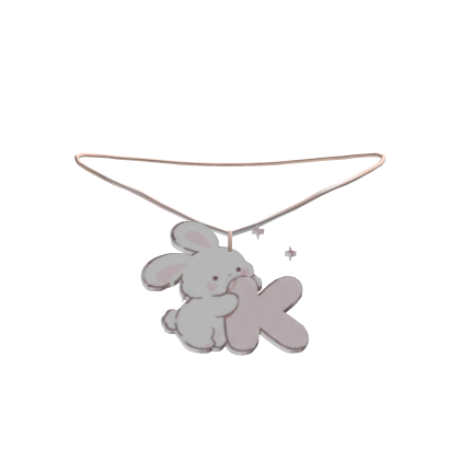 cute k pink bunny initial necklace 3.0
