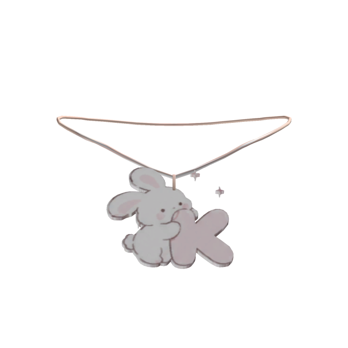 cute k pink bunny initial necklace 3.0