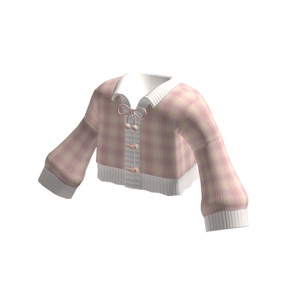 🍀Oversized Cropped Knit Cardigan (Pink Brown) thumbnail