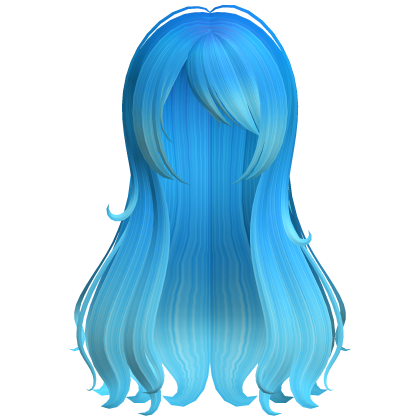 frutiger aero ombre blue wispy long flowy hair