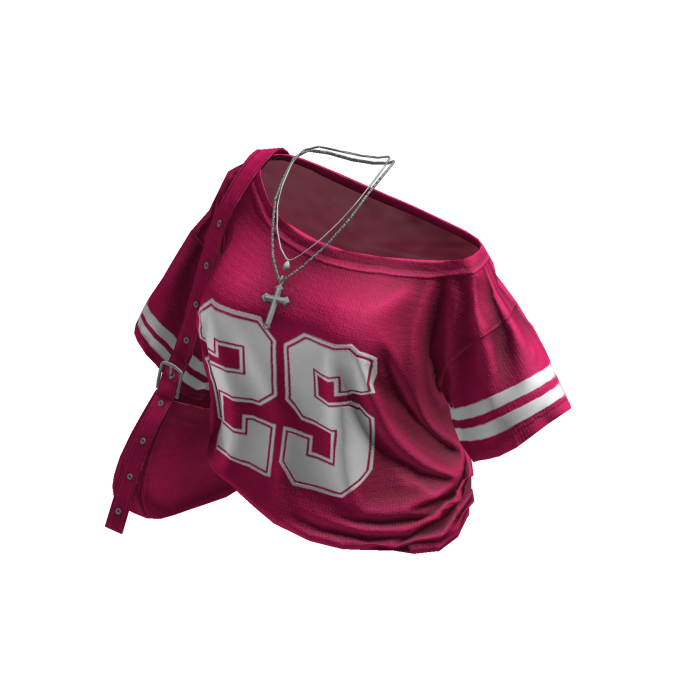 Y2K Hot Pink Off-Shoulder Jersey w/ Cross Bag