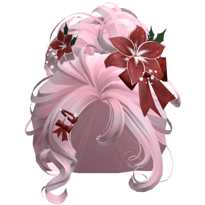 ♡ Christmas Flowery Bun Updo (Pink)