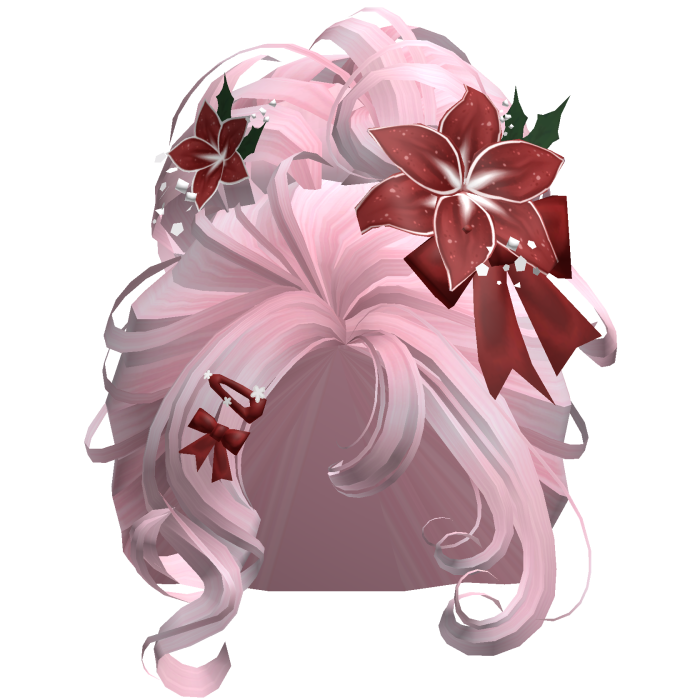 ♡ Christmas Flowery Bun Updo (Pink)
