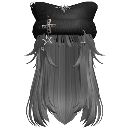 Soft Grunge Hair w/ Y2K Beanie (Silver) Roblox item