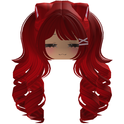 Cute hair emo Y2K cat-ear braids (Red)