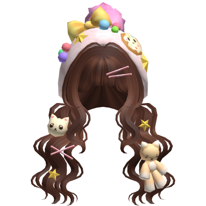 Kawaii Candy Kitty Curl Plushie Pigtails in Auburn