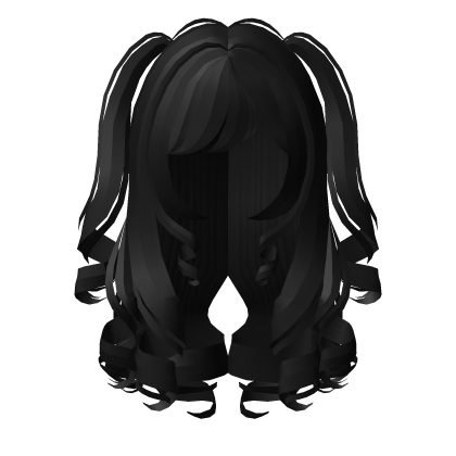 . ‿ ♡ curly angel long pigtail hair in black Roblox item