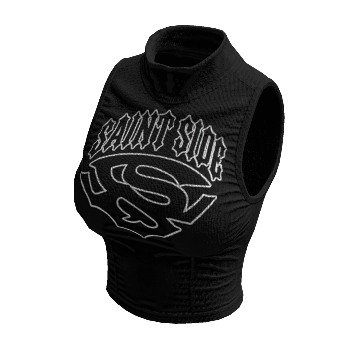 Sleeveless Y2K Top (Black Black)