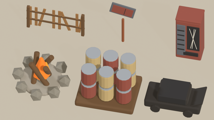 Low Poly Post Apocalyptic Wasteland Props Pack x55 preview 3
