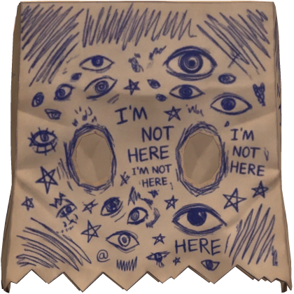 "I'm Not Here" Doodles Paper Bag Over Head