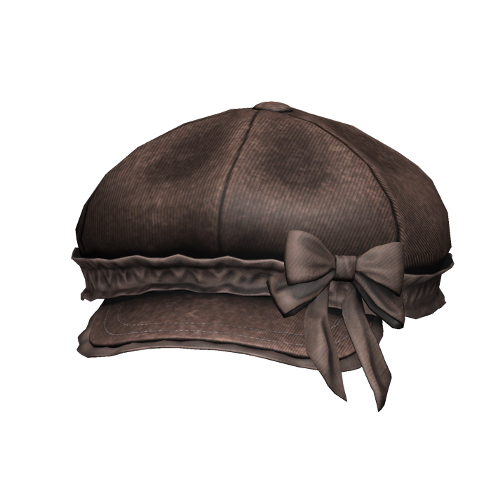Brown Beret w Lace and Bows