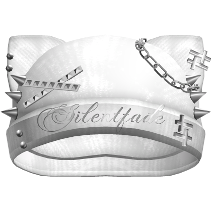 white spiky cat beanie w/ piercings chains & studs