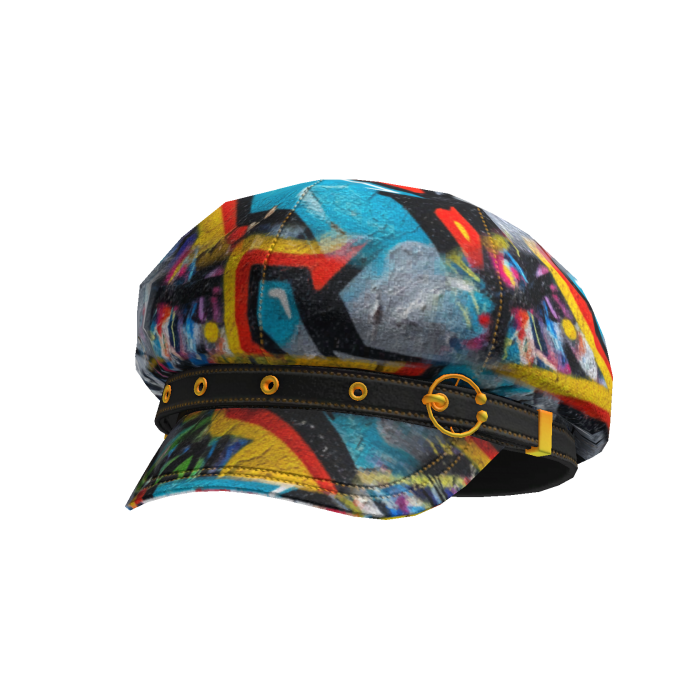 Goth Style Red Yellow Blue Graffiti Hat