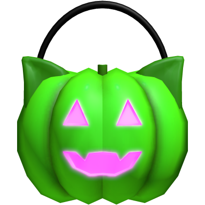 (GLOWING) halloween kitty pumpkin in green
