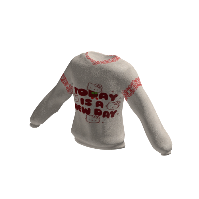 White Graphic Knit Sweater