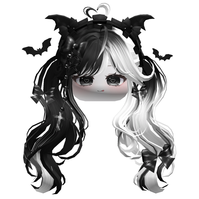 Goth Wavy Pigtails w/Headband (Black&White)