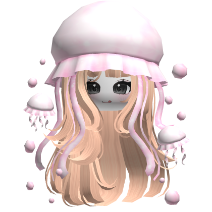♡ Cute Jellyfish Flowy Hair w/ Face (Blonde) Roblox item