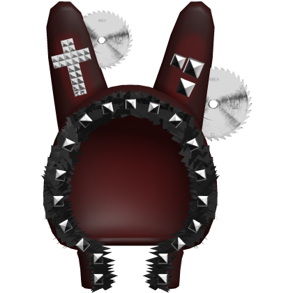 Emo Saw Bunny Hood w/ Studs in Red/Black Roblox item