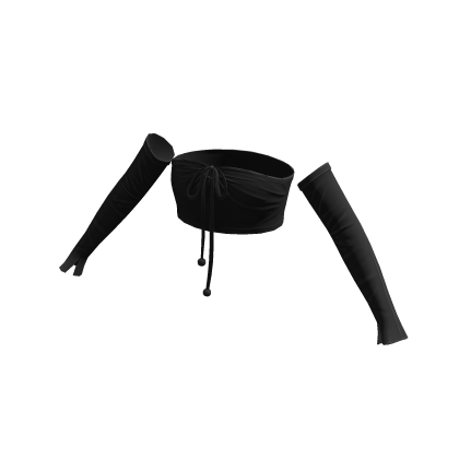 Off The Shoulder Tied Crop Top - Black thumbnail