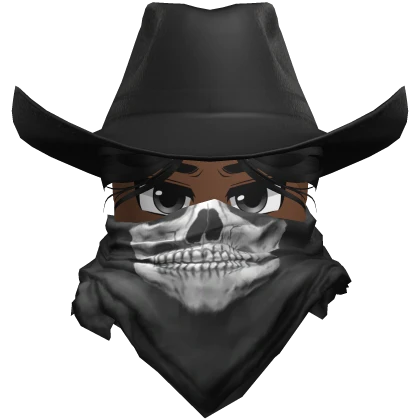 Cowboy Bandit Skull Neck Bandana Boy Black | Roblox Item - Rolimon's