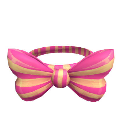 Pink and Yellow Striped Bow Roblox item