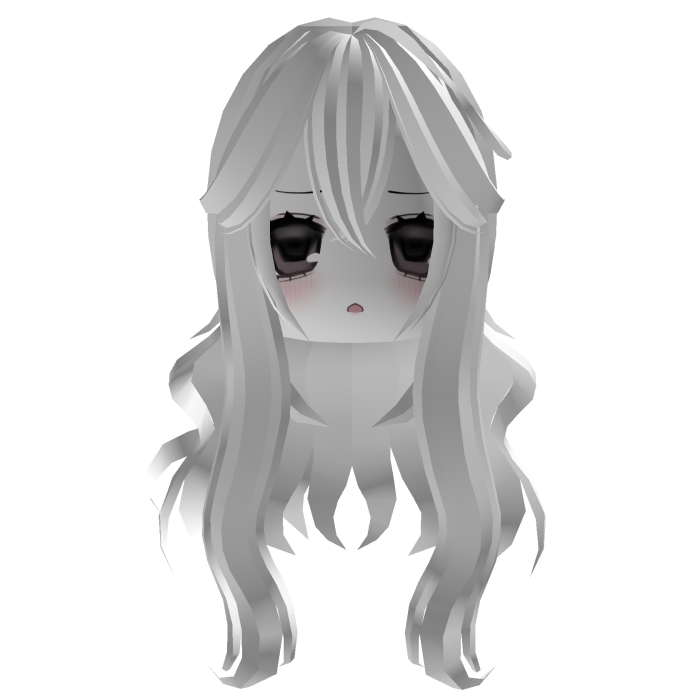 Cute shy kawaii anime girl with white hair