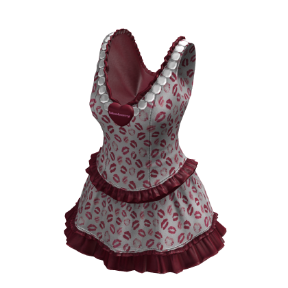 Valentine Kiss Heart Ruffle Dress BB thumbnail