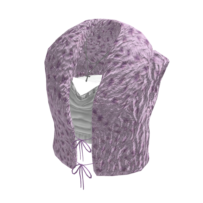 Y2K Fur Jacket w/ Cami Top & Chain (Purple)