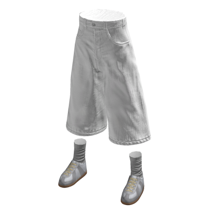 Distressed Shorts White Denim Designer Baggy Jorts
