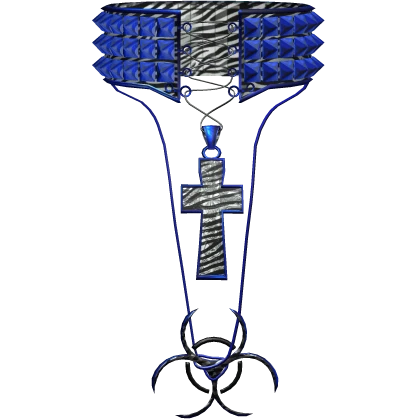Zebra Blue Y2K Cyber 2000s Scene Cross Necklace | Roblox Item
