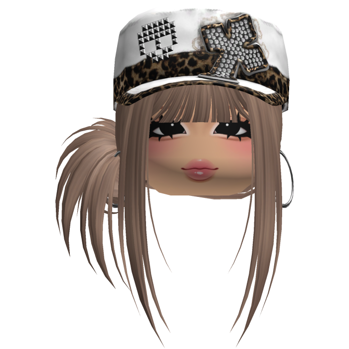 Gyaru Side Bun Hair w/ Cheetah Cap & Earrings