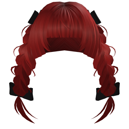 Red Hime Twintail Braids (Black Bow) Roblox item