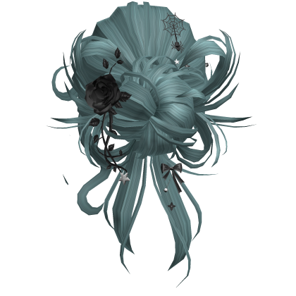 Gothic Messy Rose Thorn Bun (Teal)