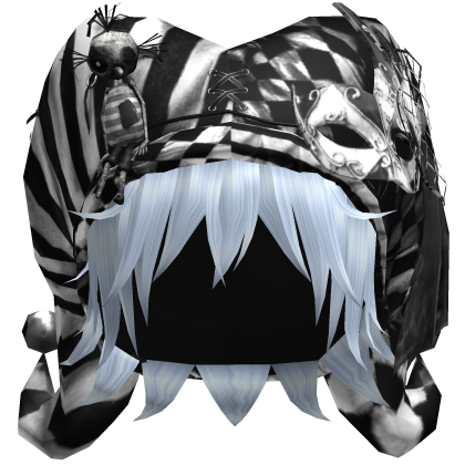 Black Gothic Circus Jester Hat w Sky Blue Hair Roblox item