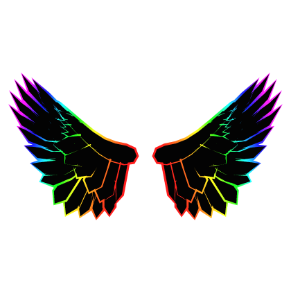 Cartoony Rainbow Outline Wings
