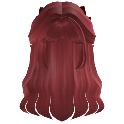 Flowy Half up Hair w/ red bow strawberry pastel