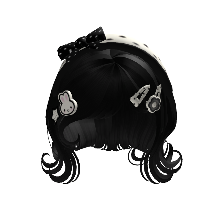 [FREE] Girly Polka Hair w Charms Black