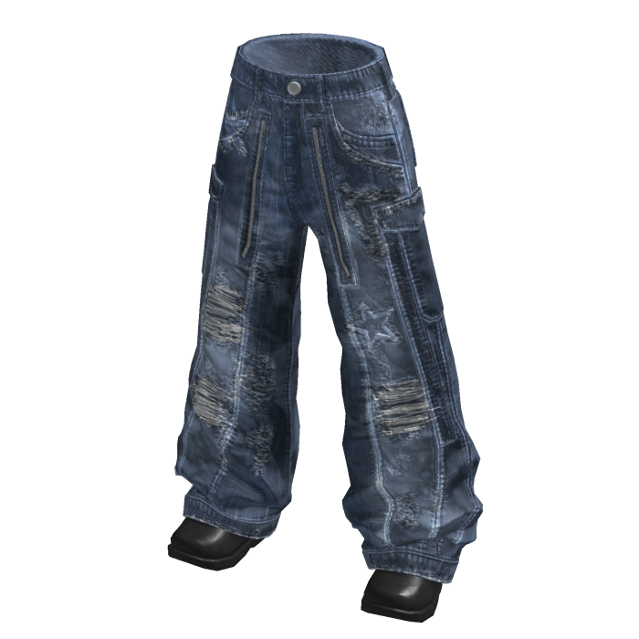 Distressed Baggy Cargo Pants (Blue)